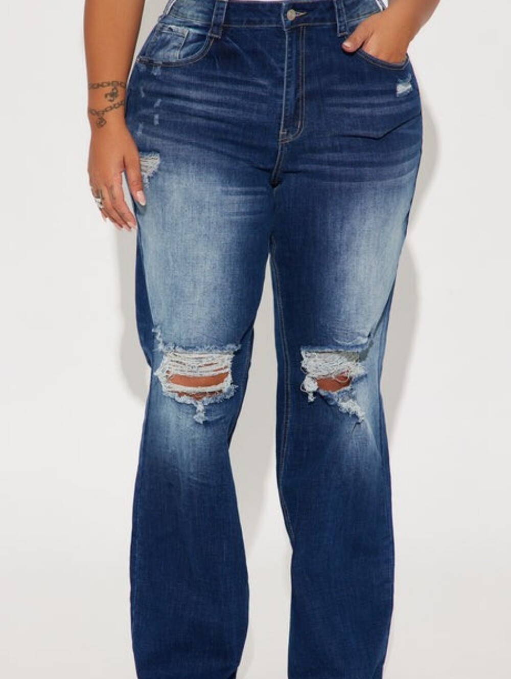 YMI WannaBettaButt Distressed Skinny Jeans Blue Ripped Knee • Size 13